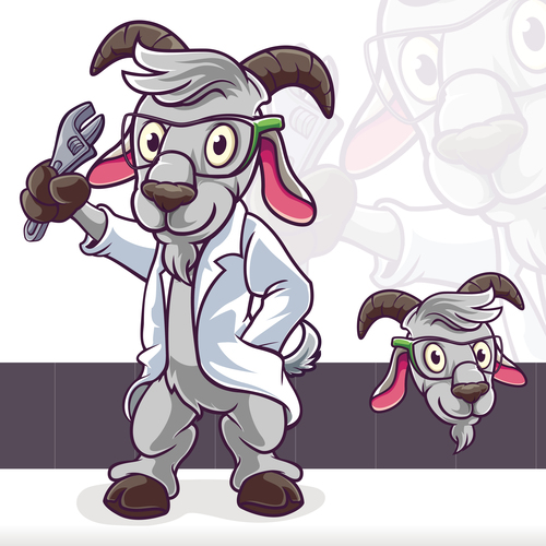 Professor goat mascot logo vector