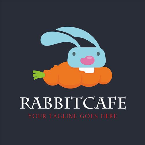 Rabbitcafe logo design vector