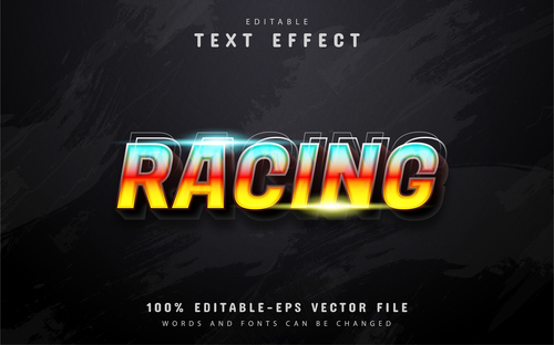 Racing text 3d gradient style text effect vector
