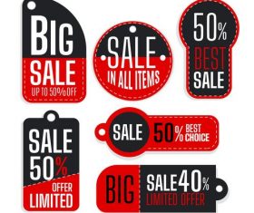 Red and black sales flat label design vector