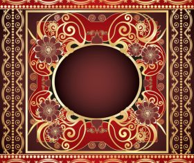Red floral pattern decorative vector background