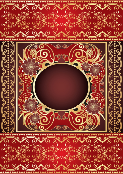 Red floral pattern decorative vector background