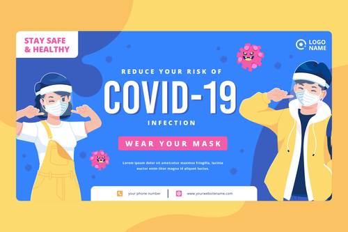 Reduce your risk of covid 19 cartoon illustration vector