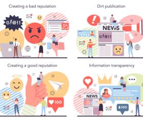 Reputation cartoon banner vector