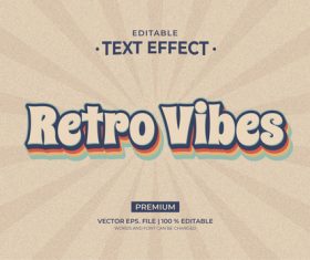 Retro Vibes editable text effect vector