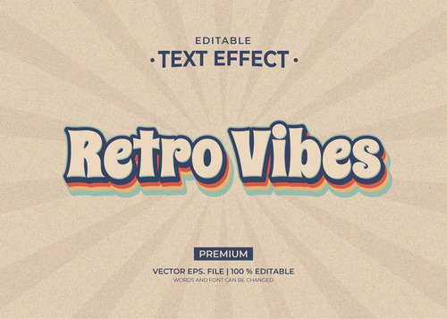Retro Vibes editable text effect vector