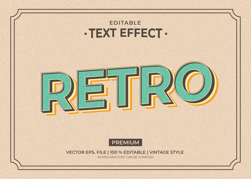 Retro style editable text effect vector
