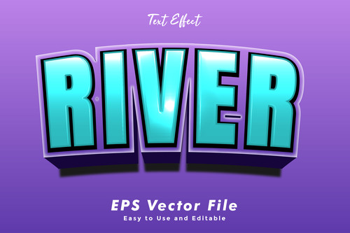 River 3d text style effect vector
