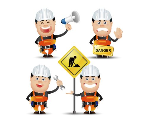 Road maintenance worker cartoon vector