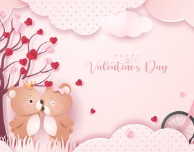 Romantic bear couple valentine's day greeting card vector