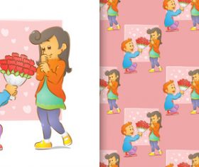 Romantic gift cartoon seamless background vector