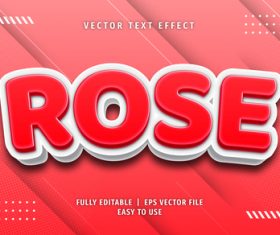 Rose text 3d red style text effect vector