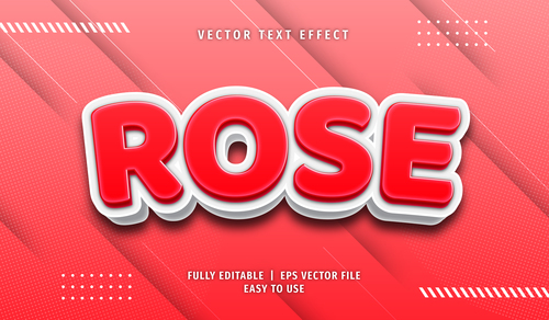 Rose text 3d red style text effect vector