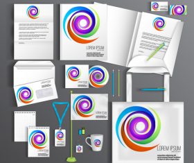 Rotating abstract cover corporate identity stationery collection vector