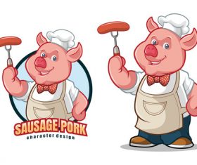 Sausage pork character design vector
