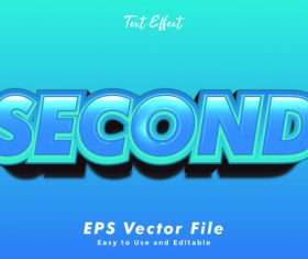 Second 3d text style effect vector