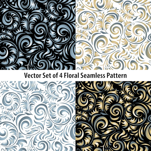 Set of floral seamless backgrounds vector