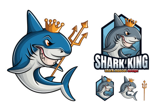 Shark king cartoon design vector