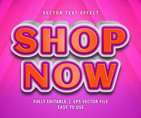 Shop now text 3d style text effect vector