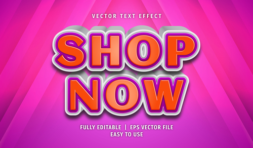 Shop now text 3d style text effect vector