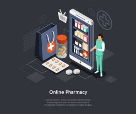 Shopping concept online pharmacy vector