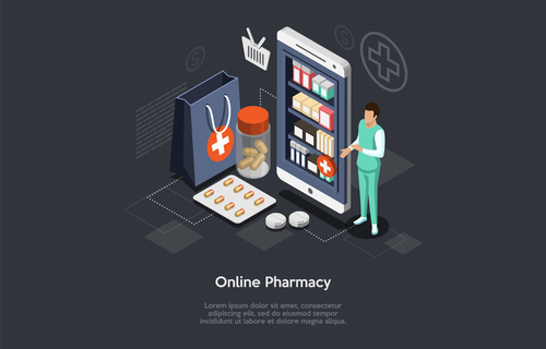 Shopping concept online pharmacy vector