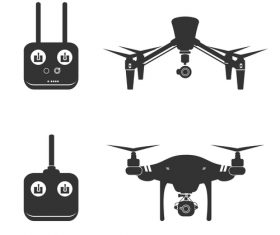 Silhouette drone and controller vector