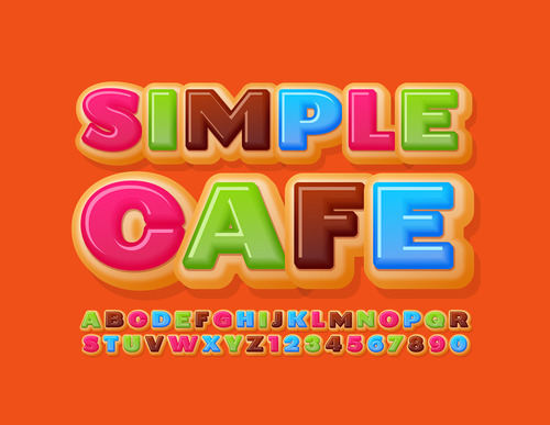 Simple cafe enlightenment English teaching alphabet vector