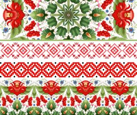 Six Ukrainian decorative style patterns vector