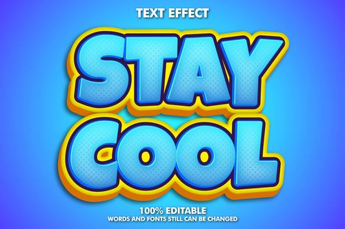 Stay cool words and fonts 3d text style vector
