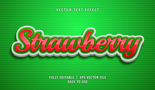 Strawberry text 3d style text effect vector