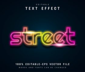 Street text neon style text effect vector