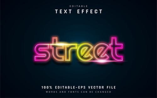 Street text neon style text effect vector