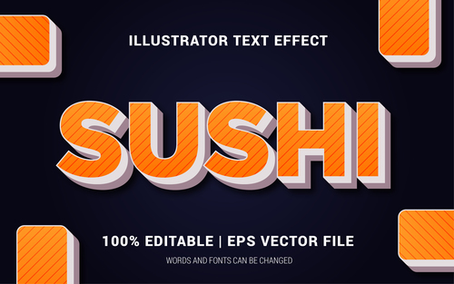 Sushi words and fonts 3d text style vector