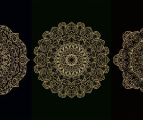 Three different patterns mandala decoration vector
