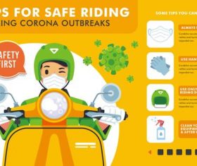 Tips for safe riding cartoon illustration vector