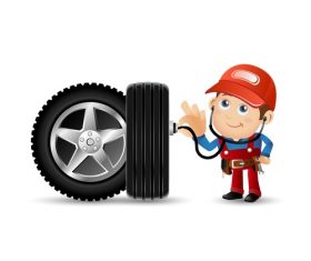 Tire diagnosis illustration vector