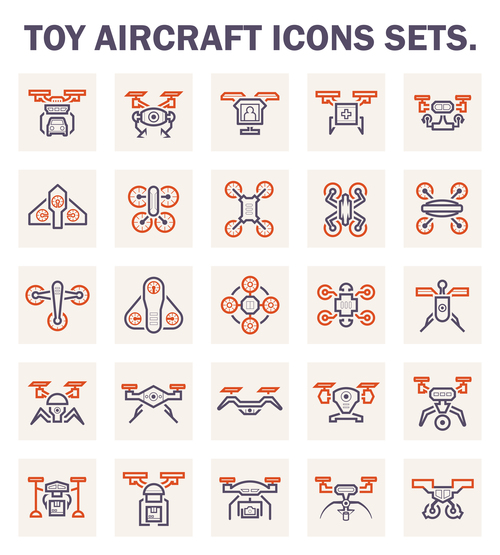 Toy aircraft icons vector