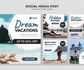 Travel social media card vector