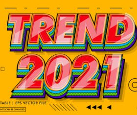 Trend 2021 text effects style vector