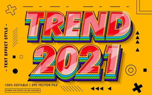 Trend 2021 text effects style vector