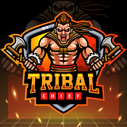 Tribal chief game emblem design vector