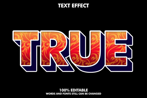 True words and fonts 3d text style vector