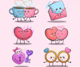 Valentine Icons couples vector