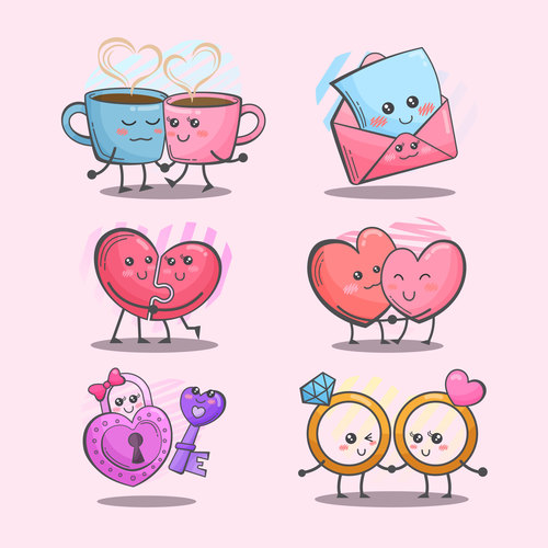 Valentine Icons couples vector