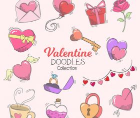 Valentine doodle collection vector