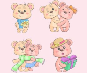 Valentine teddy bears cartoon vector