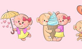 Valentine teddy bears watercolor vector