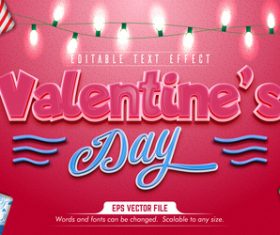 Valentine text 3d pink style text effect vector