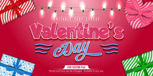 Valentine text 3d pink style text effect vector